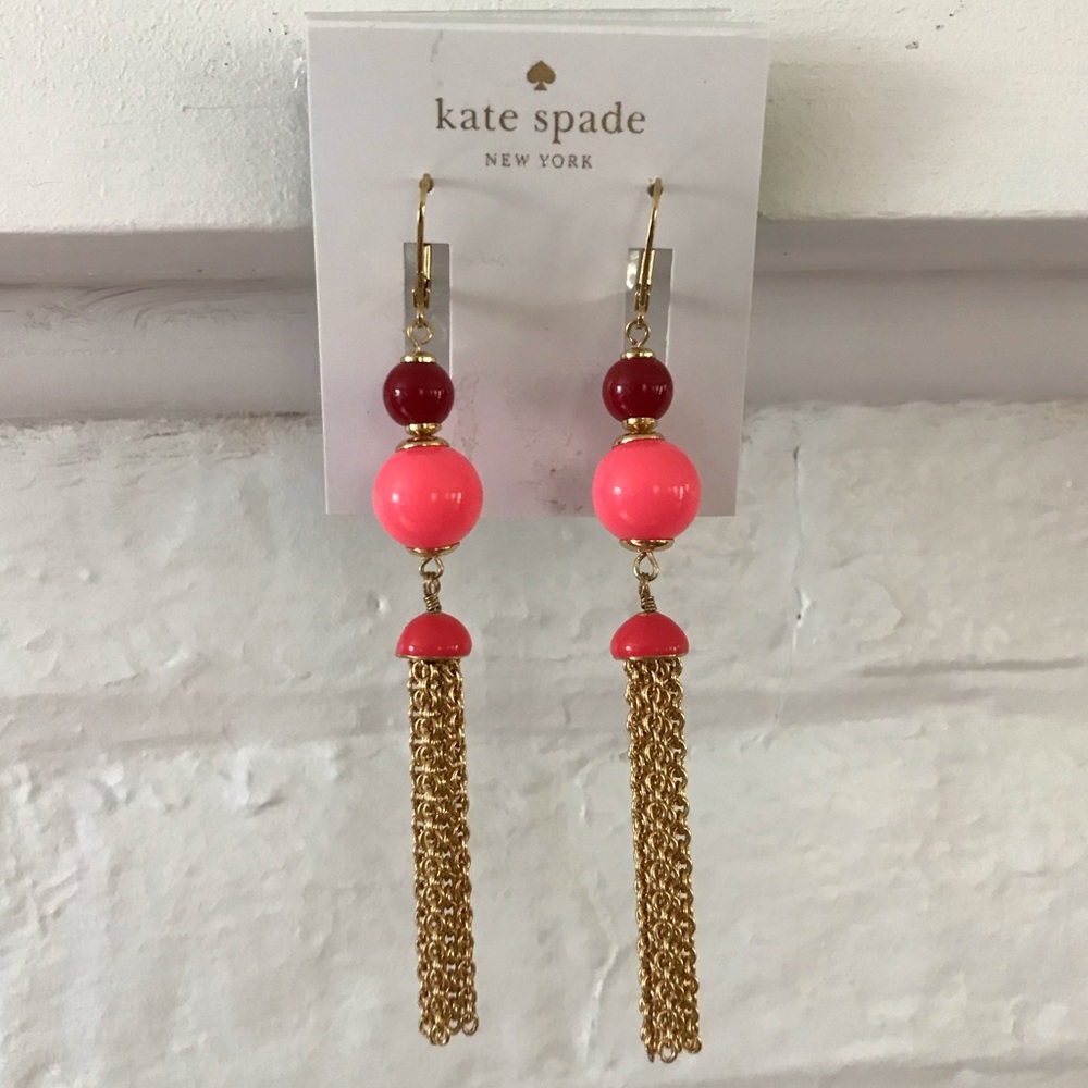 NWT kate spade Earrings, Red/Pink with Gold Accent